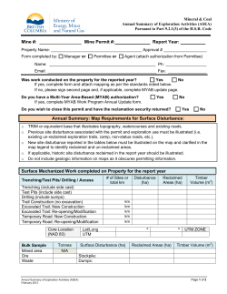 Annual Summary for Exploration Activities