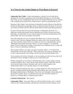 Is It Time for the United States to Pivot Back to Europe?