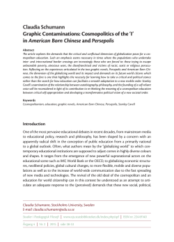 Claudia Schumann Graphic Contaminations: Cosmopolitics of the `I
