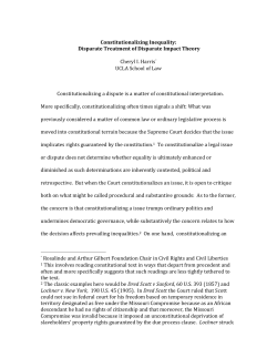 Constitutionalizing Inequality: Disparate Treatment of Disparate