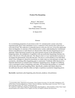 0 Prudent Plea Bargaining Bryan C. McCannon1 West Virginia