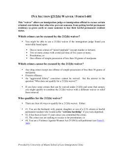 SECTION &sect;212(h) WAIVER