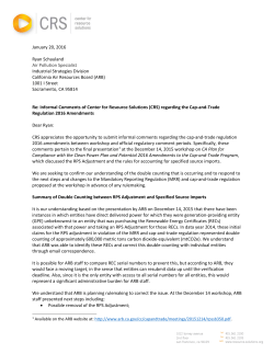 January 20, 2016 Ryan Schauland Air Pollution Specialist Industrial