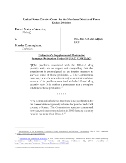 Motion for Reduction of Sentence Pursuant to &sect; 3582(c)(2)