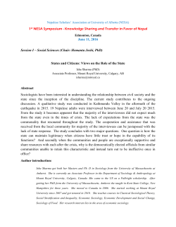 1st NESA Symposium - Knowledge Sharing and Transfer in Favor of