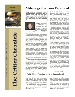 Critter Chronicle - Nebraska Wildlife Rehab