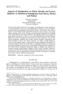 Impacts of Immigration on Ethnic Identity and Leisure Behavior of