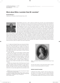 distinguished lectures More about Mme. Lavoisier than M