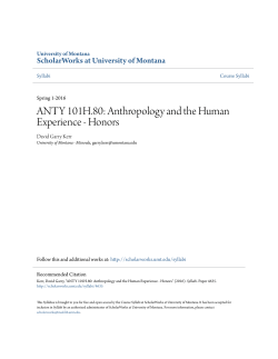 ANTY 101H.80: Anthropology and the Human Experience
