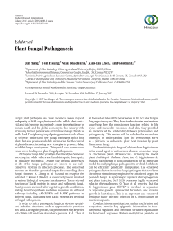 Editorial Plant Fungal Pathogenesis