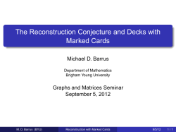 The Reconstruction Conjecture and Decks with Marked Cards