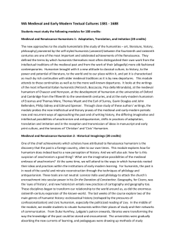 MA Medieval and Early Modern Textual Cultures 1381 - 1688