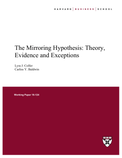 Lyra J. Colfer Carliss Y. Baldwin