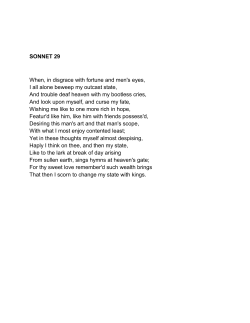 SONNET 29 When, in disgrace with fortune and men`s eyes, I all