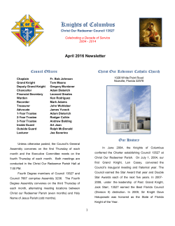 April 2016 Newsletter - Christ Our Redeemer Catholic Church