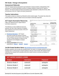 5th Grade: Energy in Ecosystems Assessment Rationale Teacher