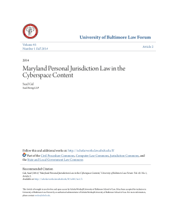 Maryland Personal Jurisdiction Law in the