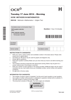 Unit B391/02 - Methods in mathematics 1