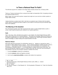 Is There a Rational Road To Faith?