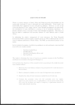 EXECUTIVE Si MMARY Water is a scarce resource in South Africa