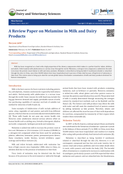 A Review Paper on Melamine in Milk and Dairy Products