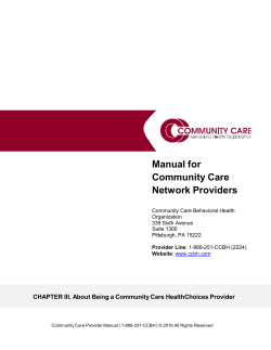 Manual for Community Care Network Providers