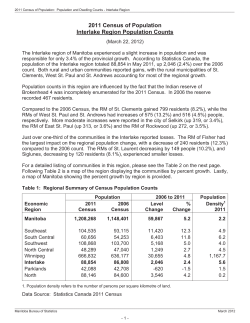 2011 Census of Population Interlake Region Population Counts