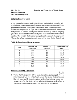 Information: Gas Laws Critical Thinking Questions