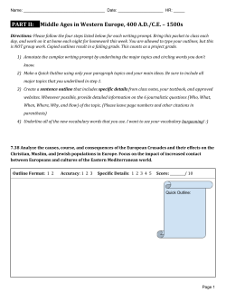 PART II: ​Middle Ages in Western Europe, 400 A.D./C.E. &ndash; 1500s