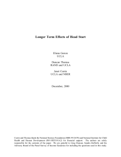 Longer Term Effects of Head Start