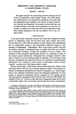 1989. Immigrant and Emigrant Earnings: A Longitudinal Study