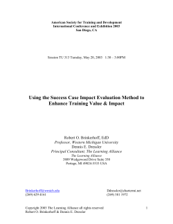 Using the Success Case Impact Evaluation Method to Enhance