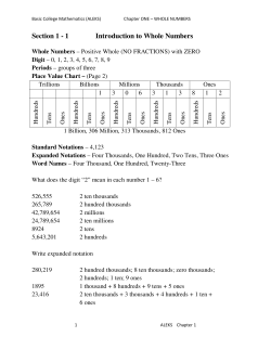 Section 1 - 1 Introduction to Whole Numbers