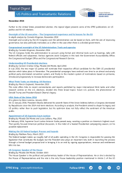 Topical Digest US Politics and Transatlantic Relations