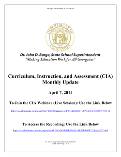 Curriculum, Instruction, and Assessment (CIA) Monthly