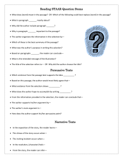 Reading STAAR Question Stems Persuasive Texts Narrative Texts