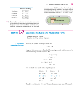 SECTION 1-7 Equations Reducible to Quadratic Form