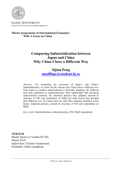 Comparing Industrialization between Japan and China Why China