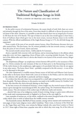 The Nature and Classification of Traditional Religious Songs in Irish