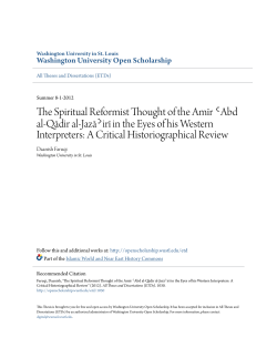 The Spiritual Reformist Thought of the Amīr ʿAbd al
