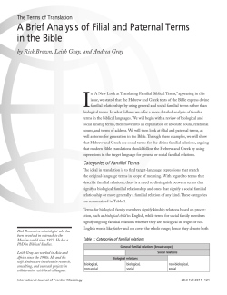 A Brief Analysis of Filial and Paternal Terms in the Bible