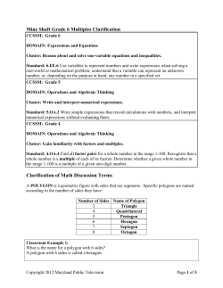 Mine Shaft Grade 6 Multiples Clarification Clarification of Math