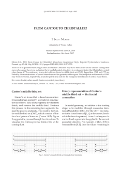 FROM CANTOR TO CHRISTALLER?