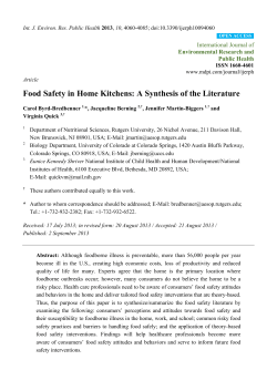Food Safety in Home Kitchens: A Synthesis of the