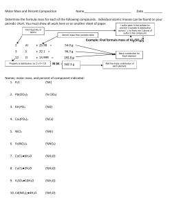 Molar Mass and Percent Composition