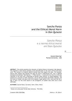 Sancho Panza and the Ethical/Moral Norm in Don Quixote Sancho