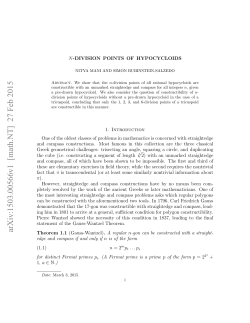 $ N $-Division Points of Hypocycloids