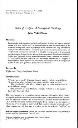 States of Welfare: A Conceptual Challenge