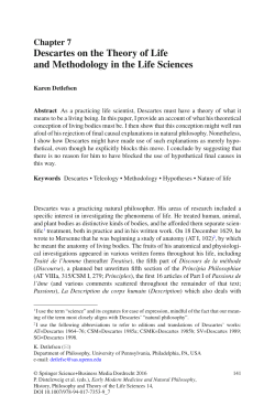 Descartes on the Theory of Life and Methodology in the
