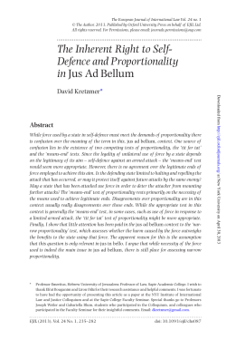 The Inherent Right to Self- Defence and Proportionality in Jus